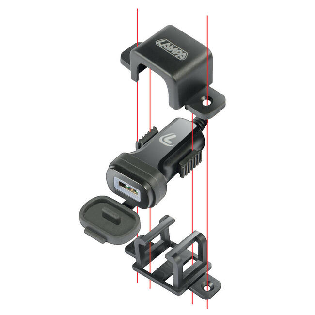 Usb Fix Omega Caricatore Usb Con Fissaggio A Vite E Connettori A Forcella 12/24v Lampa