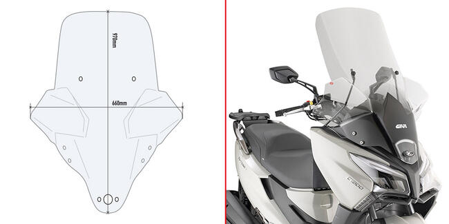 Parabrezza Trasparente Kymco X-town 125-300 City Givi 6115dt