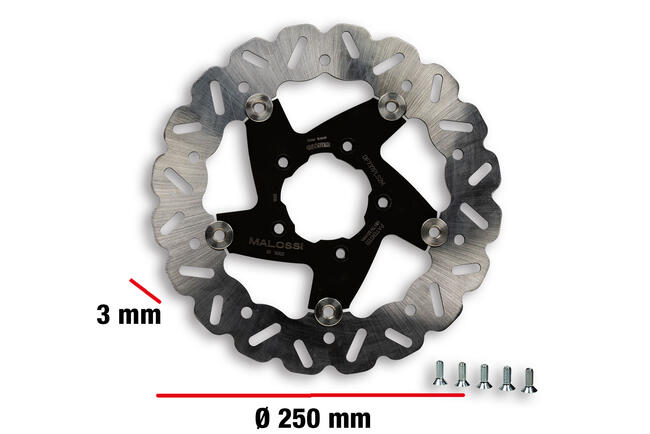 Disco Freno Whoop Disc ø Esterno 250 - Spessore 3 Mm Per Kit Forcella F32s E F37r Per Gilera Runner 125 - 200 Cc Fino Al 2005 6217456 Malossi