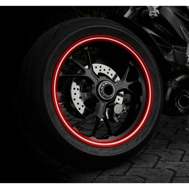 Wheel Stripe Reflective Profilo Adesivo Per Cerchi Ruota Rosso Lampa