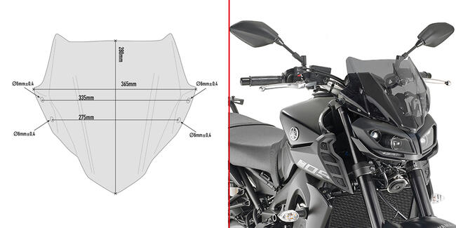 Ka2132 Cupolino Specifico Fume' Yamaha Mt-09 Kappamoto