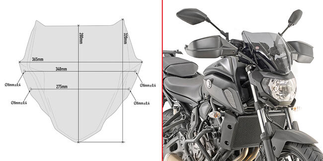 Cupolino Specifico Fume' Yamaha Mt-07 Givi A2140