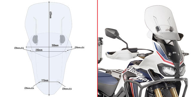 Schermo Trasparente Scorrevole Honda Crf1000l Africa Twin Givi Af1144