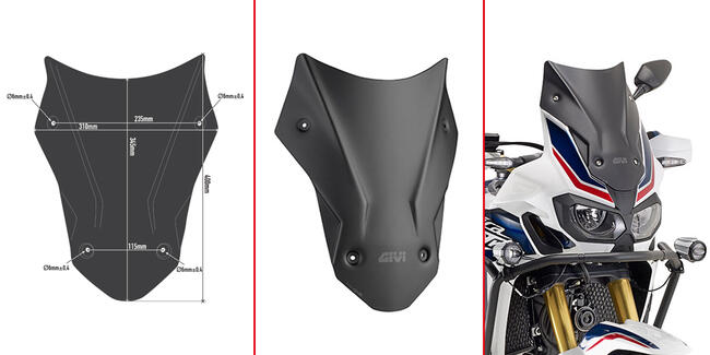 Kd1144bo Cupolino Basso Sportivo Nero Specifico Honda Crf1000l Africa Twin Kappamoto