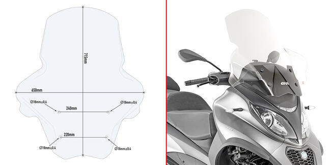 Spoiler Piaggio Mp3 350-500 Sport/business Givi D5613st