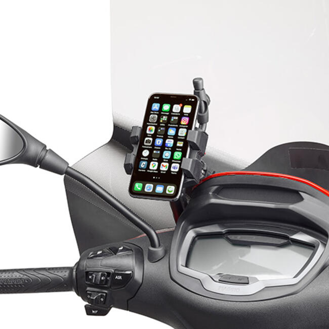 S921 Pinza Universale Porta Smartphone/navigatori Per Il Fissaggio Su Moto, Scooter, Biciclette, Monopattini E Quad. Dedicato A Devices Con Larghezze Comprese Tra I 52 E Gli 86mm.