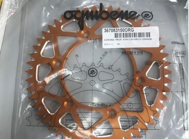 Ktm Corona Alluminio Arancio Orange 49 Denti Cross Enduro Ognibene