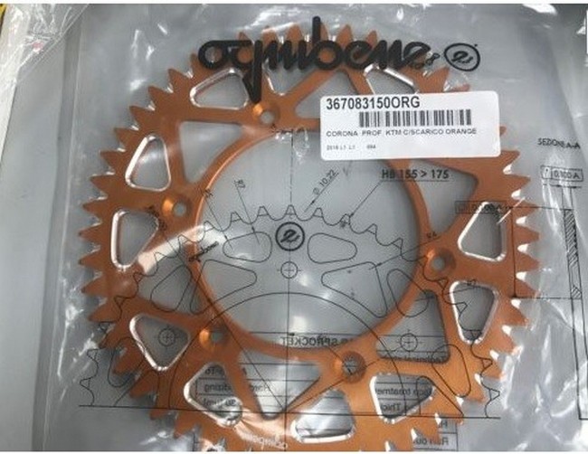 Ktm Corona Alluminio Arancio Orange 50 Denti Cross Enduro Ognibene