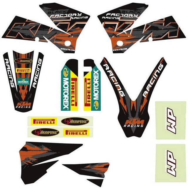 Ktm Stickers Grafiche Racing Nere Originali Exc 05/07 Sx 05/06