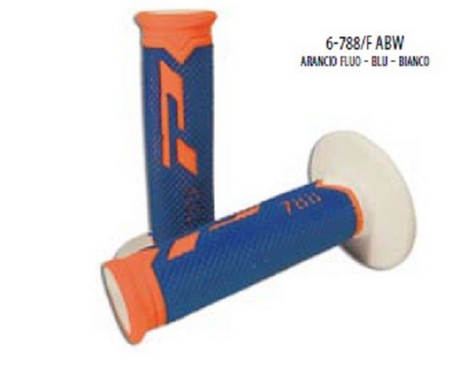 Manopole Progrip Cross Enduro Tripla Densita' Moto 6/788fabw Arancio Fluo Blu Bianco