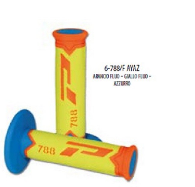 Manopole Progrip Cross Enduro Tripla Densita' Moto 6/788fayaz Arancio Fluo  Gialla Azzurra - Fuorigiriweb