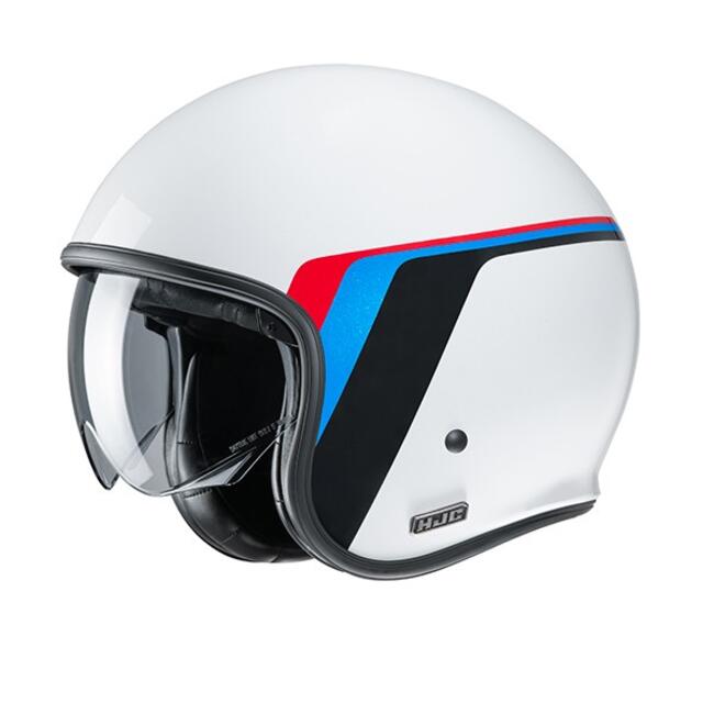 Casco Jet V30 Osor Mc10 White Blue Red Hjc