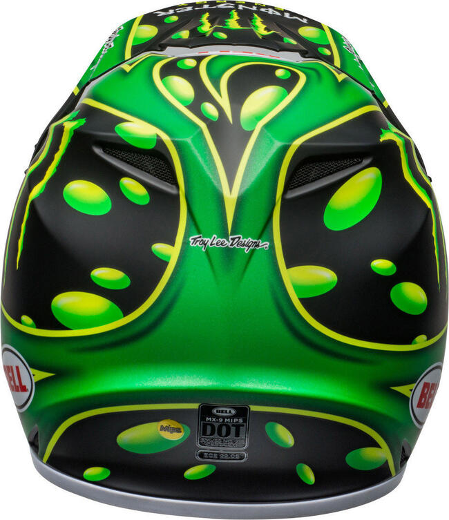 Casco Cross Mx-9 Mips Mcgrath Showtime Replica Matte Black Green Bell