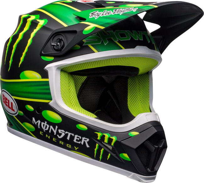 Casco Cross Mx-9 Mips Mcgrath Showtime Replica Matte Black Green Bell