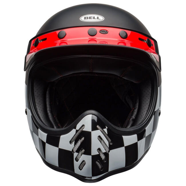 Casco Integrale Moto-3 Fasthouse Checkers Matte Gloss  Black White Red Bell