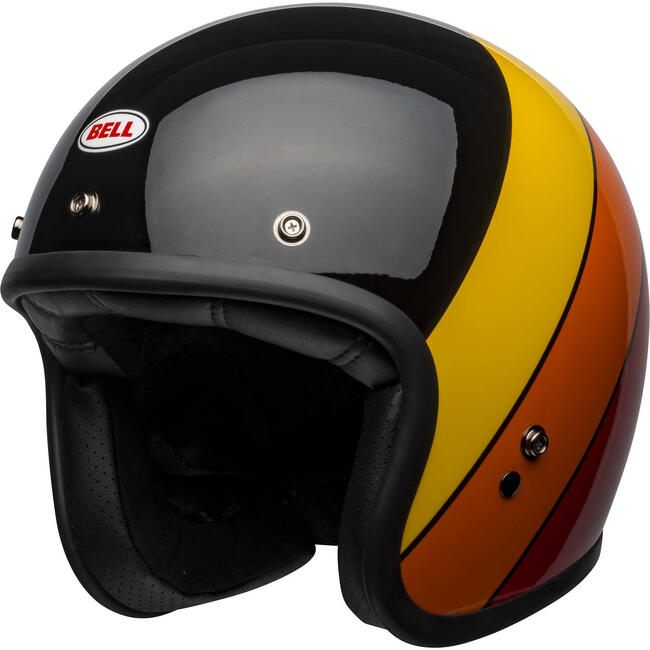 Casco Jet Custom 500 Riff Gloss Black Yellow Orange Red Bell