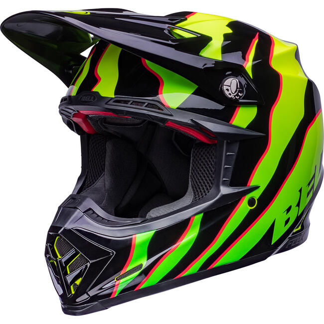 CASCO CROSS MOTO-9S FLEX CLAW GLOSS BLACK GREEN BELL   FuorigiriWeb 