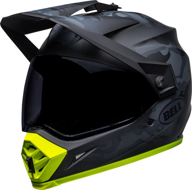 CASCO CROSS MX-9 ADVENTURE MIPS STEALTH CAMO MATTE BLACK HI-VIZ BELL   FuorigiriWeb 