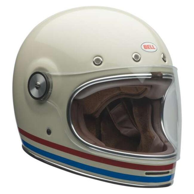 CASCO INTEGRALE BULLITT STRIPES GLOSS PEARL WHITE OXBLOOD BLUE BELL   FuorigiriWeb 