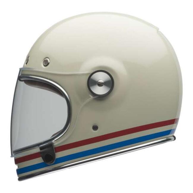 Casco Integrale Bullitt Stripes Gloss Pearl White Oxblood Blue Bell