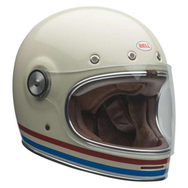 Casco Integrale Bullitt Stripes Gloss Pearl White Oxblood Blue Bell