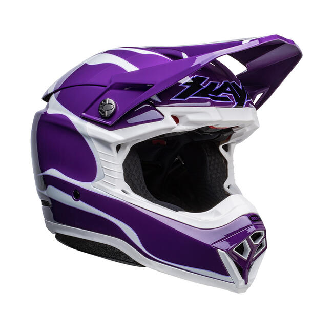 CASCO INTEGRALE MOTO-10 SPHERICAL SLAYCO PURPLE WHITE   NUOVA OMOLOGAZIONE ECE 22-06 BELL   FuorigiriWeb 