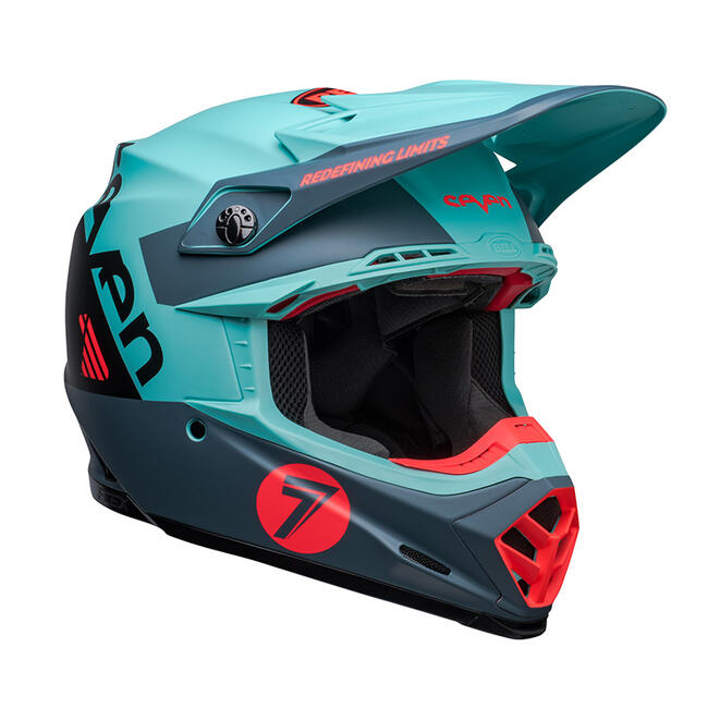 CASCO CROSS MOTO-9S FLEX SEVEN VANGUARD MATTE AQUA BLACK  NUOVA OMOLOGAZIONE ECE 22-06 BELL   FuorigiriWeb 