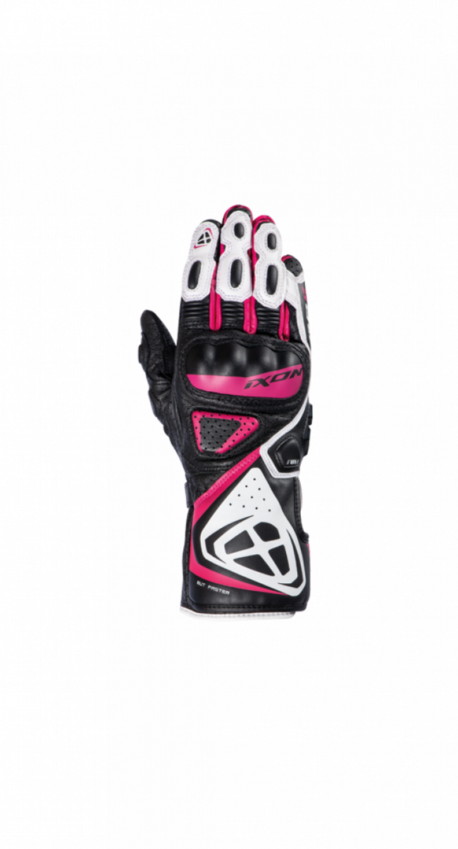 Guanti Da Moto Nero/bianco/fucsia Ixon Donna