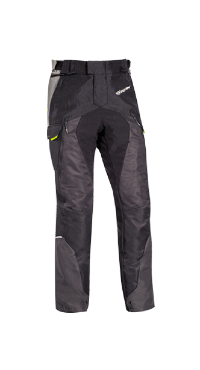 Pantaloni Da Moto Nero/grigio/giallo Ixon Uomo