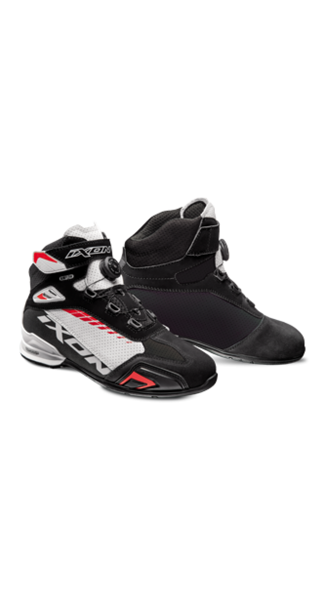 Scarpe Da Moto Nero/bianco/rosso Ixon Uomo