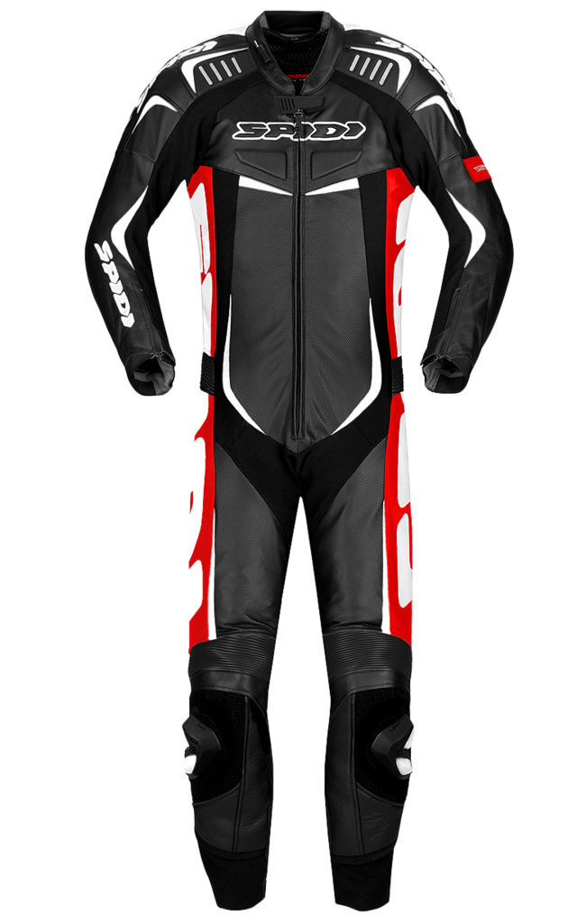 Tuta In Pelle Track Wind Pro Suit Uomo Spidi Nero/bianco Bianco Rosso/nero