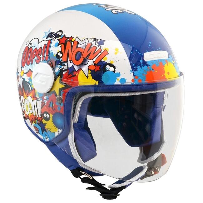 Casco Jet Bambino 205g Magic Comics Blu Bianco Cgm - Fuorigiriweb