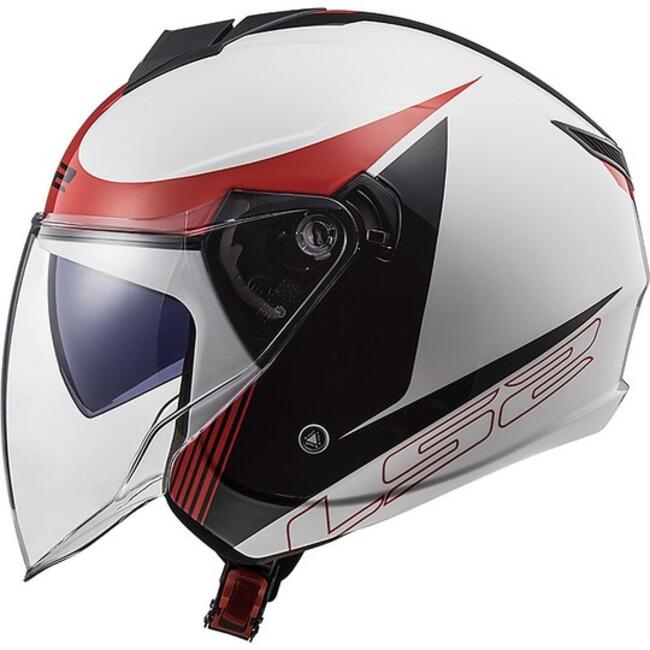 Caschi Jet Bianco/rosso/nero Ls2