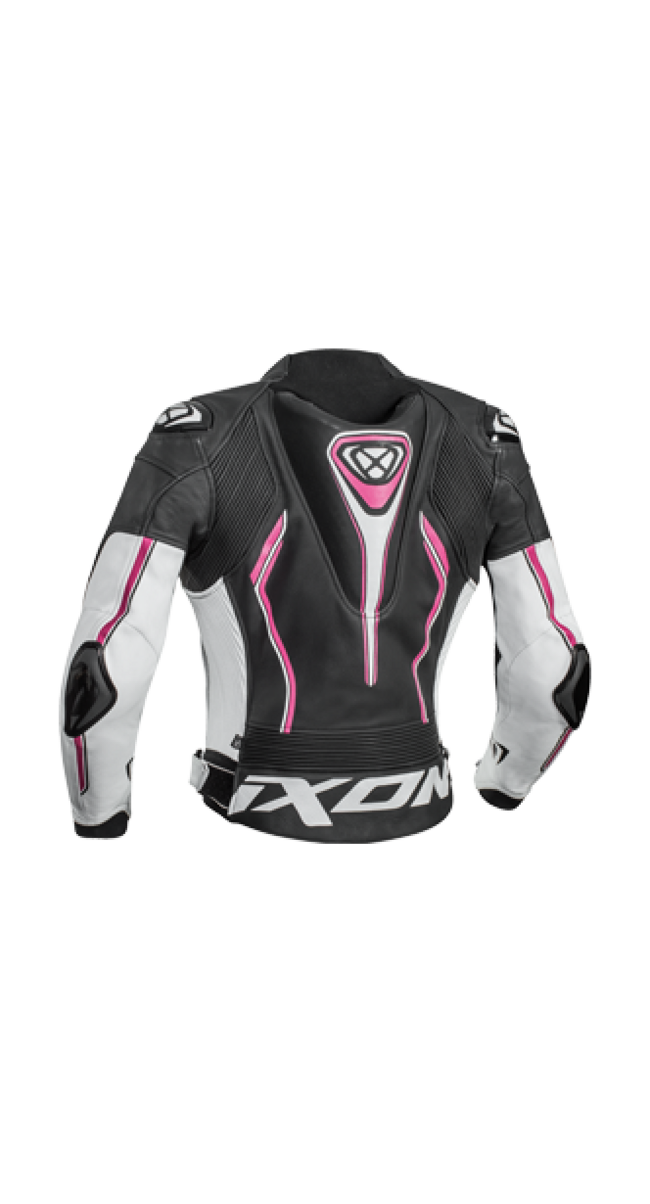 Tuta moto donna pelle estiva Ixon VORTEX LADY Nero Bianco Fucsia