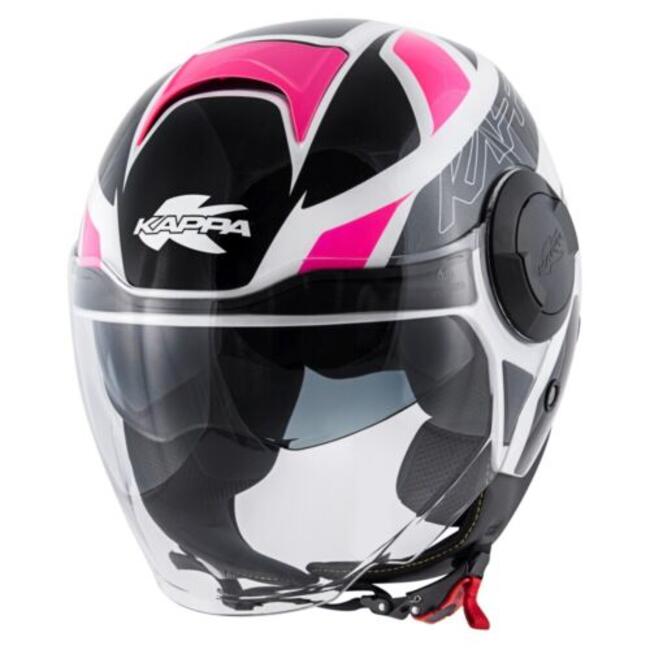 Kappamoto Caschi Jet Nero/bianco/fucsia Unisex